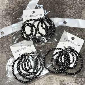 Navajo stone double beaded silver hook earrings ⚡️